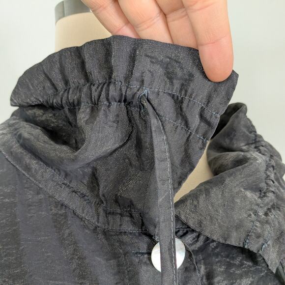 Cut Loose Topper Jacket L Gray Crinkle Lagenlook Artsy Eclectic Glam Coat - Picture 6 of 12